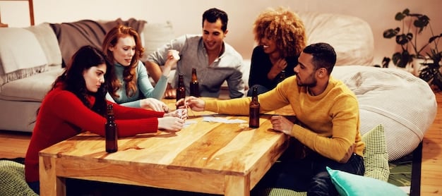 A close-up shot of a group of friends gathered around a table, engrossed in a board game. The image should capture the laughter, excitement, and social interaction that board games foster, showcasing the communal aspect of gaming.