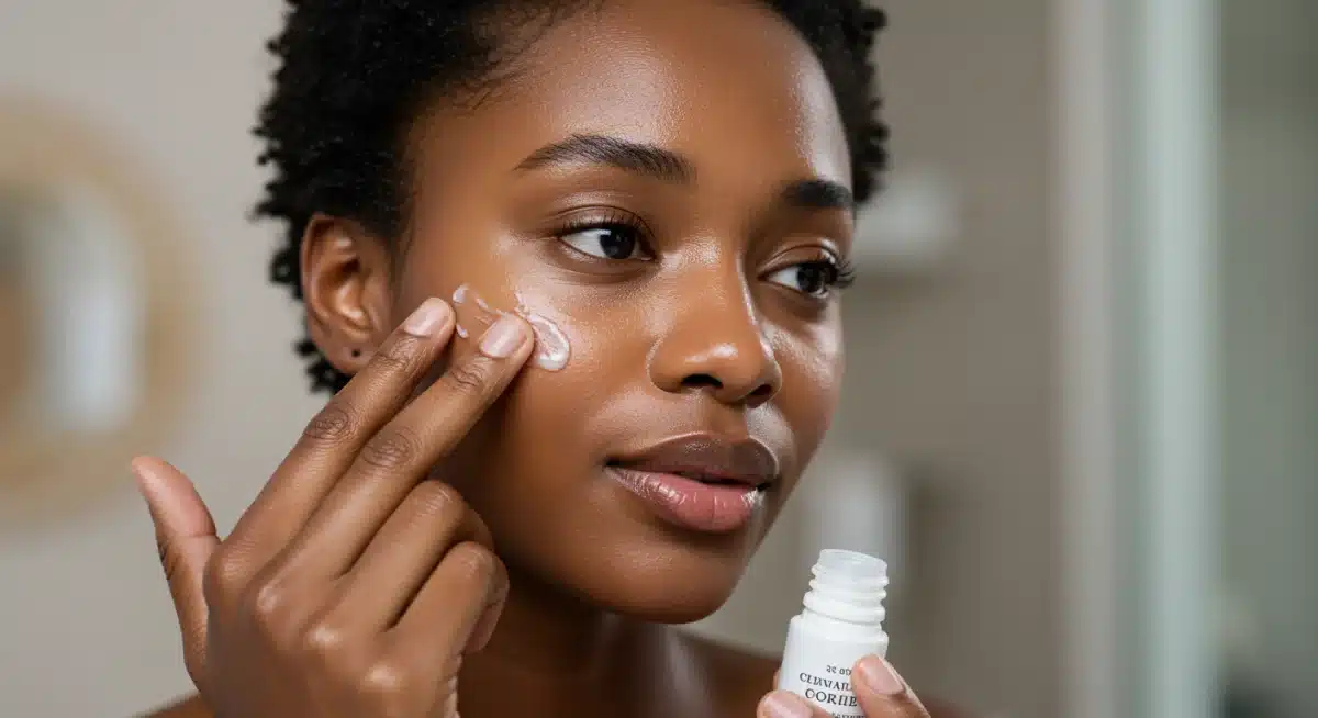 Pessoa aplicando sérum facial nacional para uma pele luminosa e saudável.