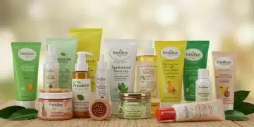 Produtos de beleza sustentável brasileiros em embalagens ecológicas com fundo natural.