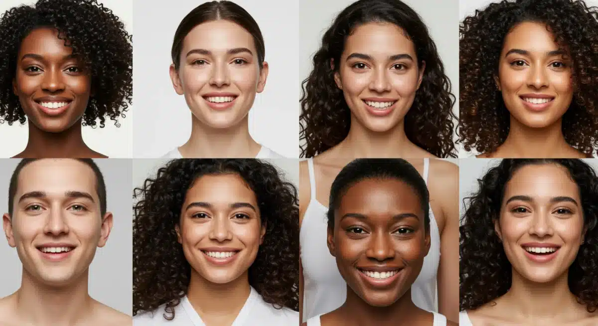 Diversidade de pessoas com diferentes tipos de pele, reforçando a individualidade nos cuidados com a pele.