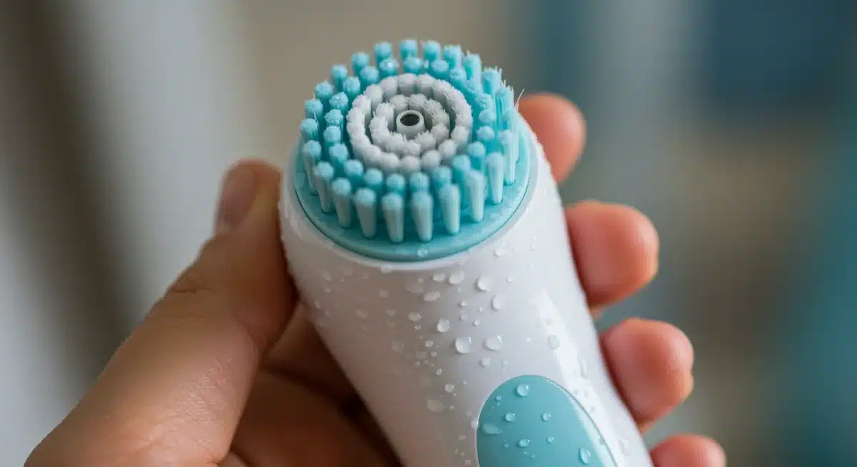 Escova de limpeza facial de silicone compacta e ergonômica