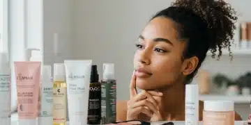 Mulher avaliando produtos de beleza para encontrar o melhor custo-benefício em 2025