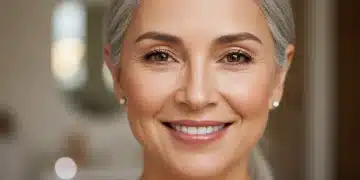 Pele madura em 2025: 4 produtos que suavizam linhas finas em 3 meses Mulher madura com maquiagem suave e pele radiante, destacando a beleza natural e a suavidade das linhas de expressão.