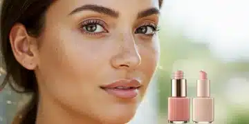 Mulher com pele naturalmente radiante, maquiagem leve e brilho saudável