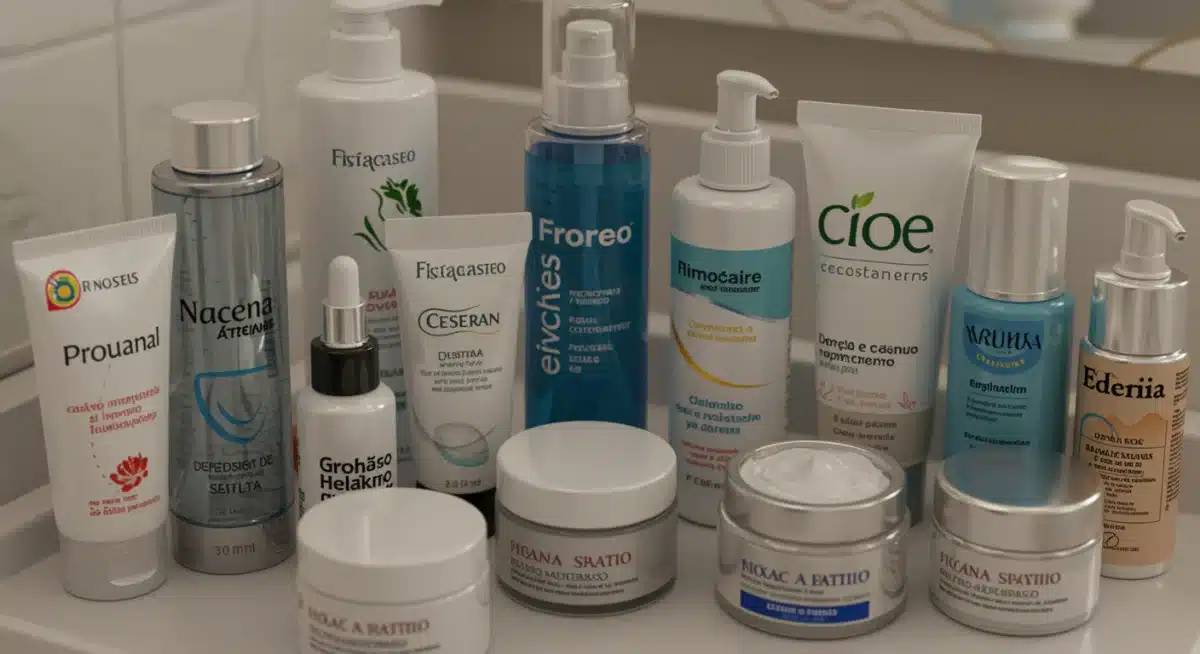 Variedade de produtos de skincare noturna essenciais para a pele brasileira.