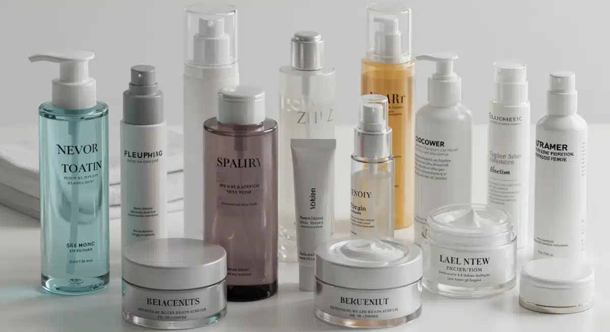 Diversos produtos de skincare organizados, representando a variedade necessária para uma rotina completa e eficaz.