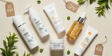 Skincare acessível em 2025: 5 produtos nacionais que transformam sua pele por menos de R$50 Seleção de produtos de skincare nacional acessíveis em 2025, com embalagens modernas e preço abaixo de R$50.