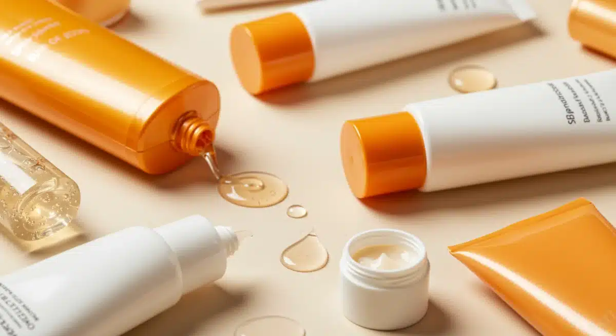 Variedade de protetores solares faciais em embalagens diversas, mostrando texturas e acabamentos para todos os tipos de pele.