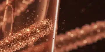 Microscopic view of advanced skincare ingredient in serum