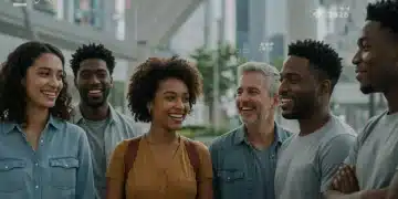 Diverse individuals demonstrating emotional intelligence in a modern US setting, fostering positive relationships and well-being.