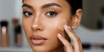 Woman with perfect, long-lasting flawless base makeup
