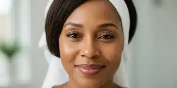 Smiling woman with radiant, healthy mature skin, demonstrating the effectiveness of a good skincare routine.