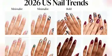 Diverse hands displaying 2026 minimalist and bold nail art trends