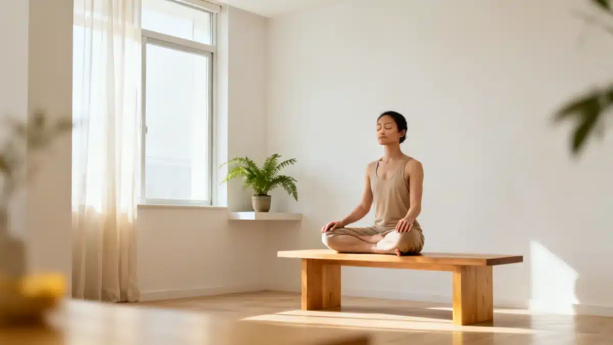 Person meditating, finding inner peace and strengthening mental resilience