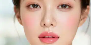 Model with radiant skin and perfectly blended cream blush