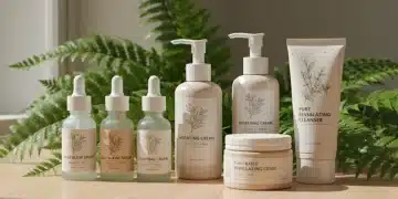 Assortment of clean beauty products with natural ingredients and minimalist design