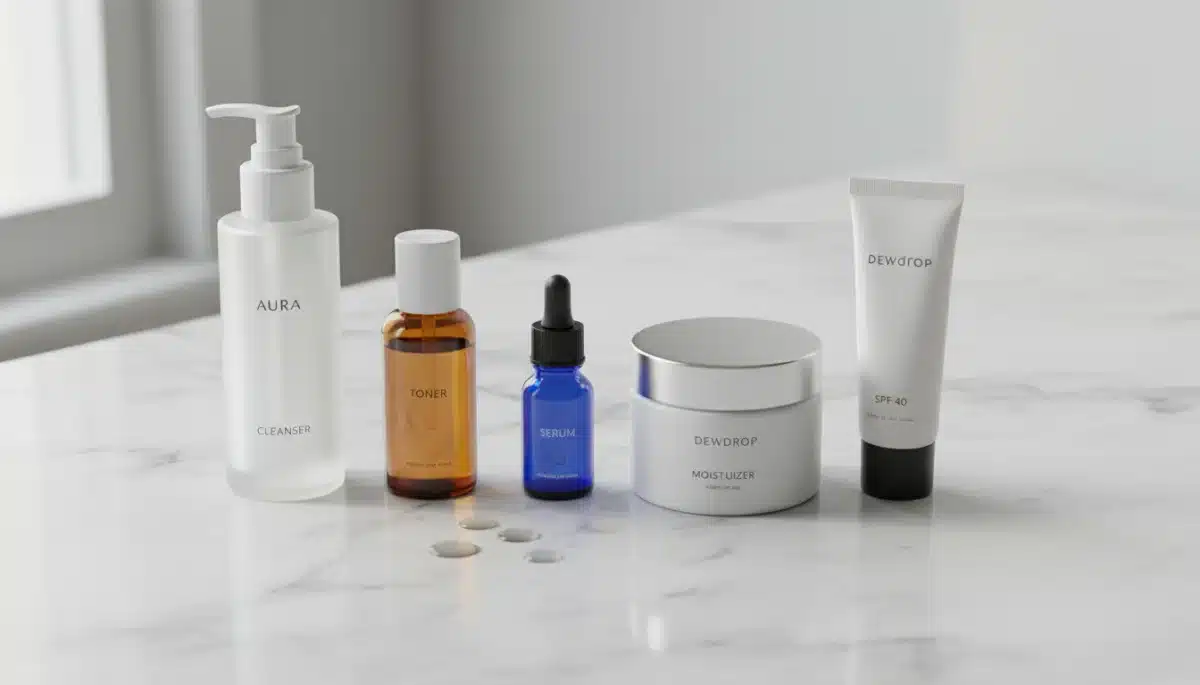 Collection of US-available skincare products for glass skin routine