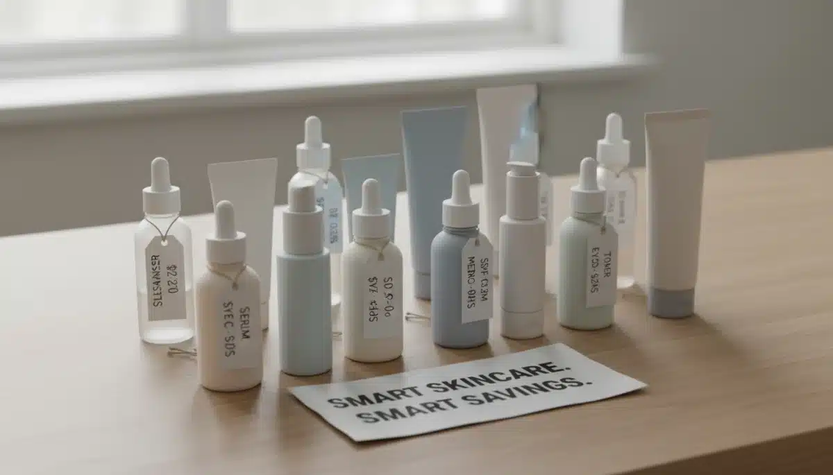 Assortment of budget-friendly skincare products for a complete routine.
